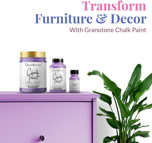GRANOTONE Chalk Paint for Furniture, Matt-Finish Water-Based Acrylic Paint for Wood, Walls, Metal, Glass, Paper, Fabric Canvas, Maximum Coverage Chalk Paint for Kids & Adults, 250 Ml (VERVE VIOLET)