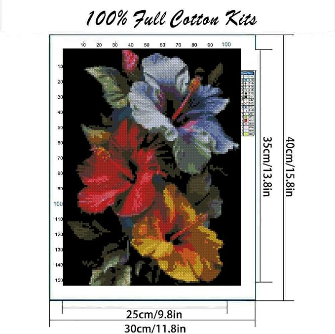 Flowers Stamped Cross Stitch Kits Flowers Cross Stitch Patterns, Dimensions - Image 2