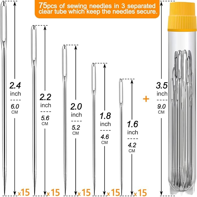 75 Pack Premium Large Eye Needles - Image 2