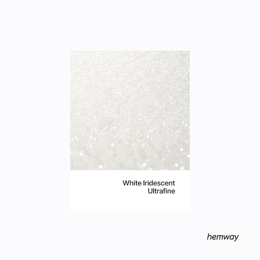 Hemway Polyurethane & Epoxy Glitter 100g Metallic Crystal Flake Additive for Halloween, Jewellery Making, Tumblers and Resin - Ultrafine (1/128" 0.008" 0.2mm) - White Iridescent