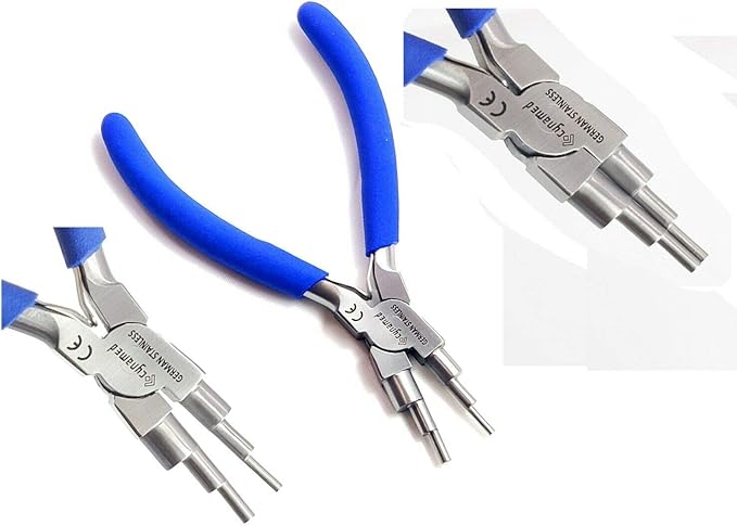 Cynamed German Stainless- 6 in 1 Bail Making Pliers Wire Looping Forming Pliers with Non-Slip Comfort Grip Handle for 2mm to 9mm Loops and Jump Rings-Heavy Duty