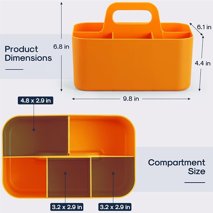Multiuse Caddy Organizer with Handle, Portable Divided Plastic Tote Bin - Image 5