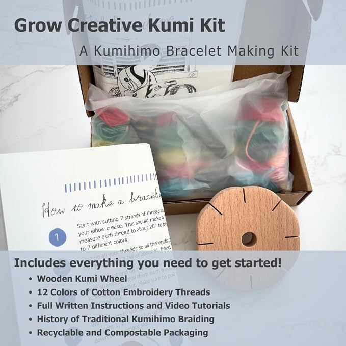 Grow Creative Kumi Wheel, Kumihimo Braided Bracelet Making Kit, Natural - Image 3