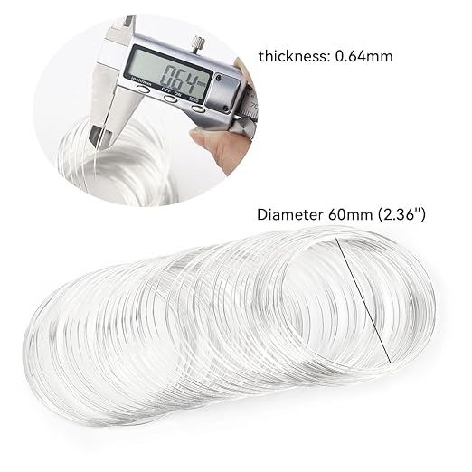 200 Loops Memory Steel Wire for Jewelry Making Supplies, 0.6mm Bangle Bracelet Wire Memory Beading Wire for Art Creation Necklace DIY Crafts Making (Silver)