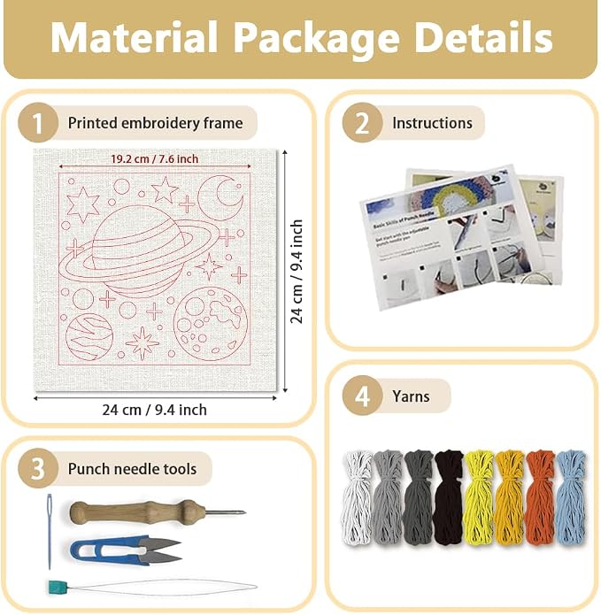 Doodlream Universe Planet DIY Punch Needle Embroidery Kit - Image 2