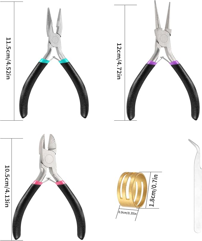3 Pcs Jewelry Making Tools Pliers Kit, Includes Needle Nose/Round Nose Pliers/Diagonal, Wire Cutters for Jewelry Making Wire Wrapping Beading Crafts Matte Handle