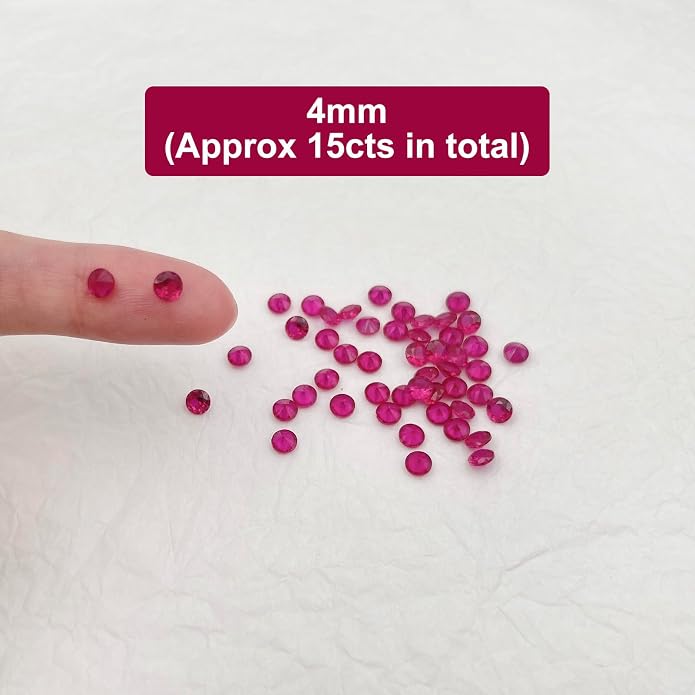 50Pcs Loose Synthetic Ruby Stone Bulk Wholesale Round Brilliant Cut Diamon - Image 2