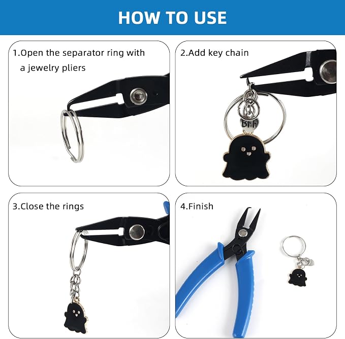 URSKYTOUS Split Ring Pliers Jewelry Making Tools Jump Ring Opener Tool Keychain - Image 4