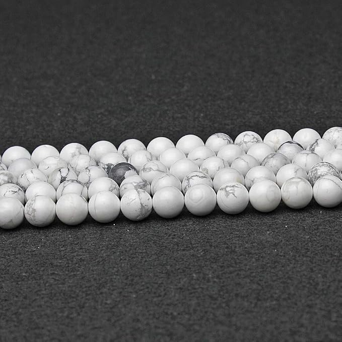 MJDCB AAAA Natural Stone Beads White Howlite Turquoise Round Loose Beads - Image 2