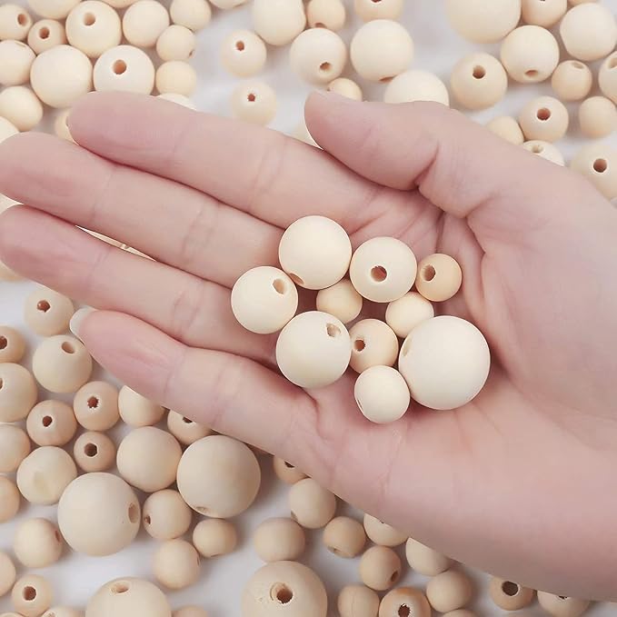 200pcs 12MM Wood Beads Natural Unfinished Round Wooden Loose Beads Wood Spacer - Image 2