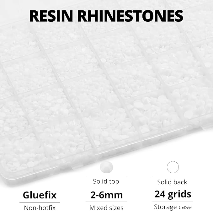 33000Pcs White Rhinestones for Bedazzling, Flat Back Resin Diamond Gemstone - Image 3