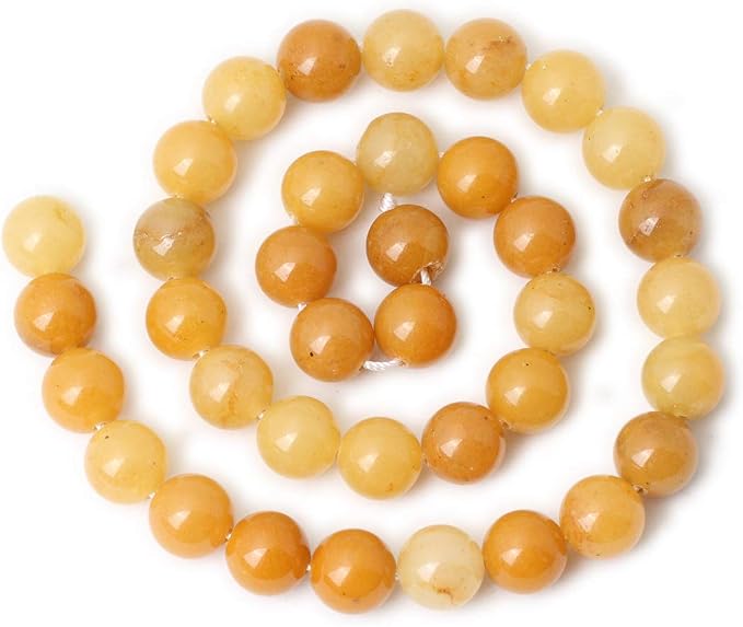 35PCS 10mm Natural Yellow Jade Multi-Color Gemstone Round Loose Beads - Image 2