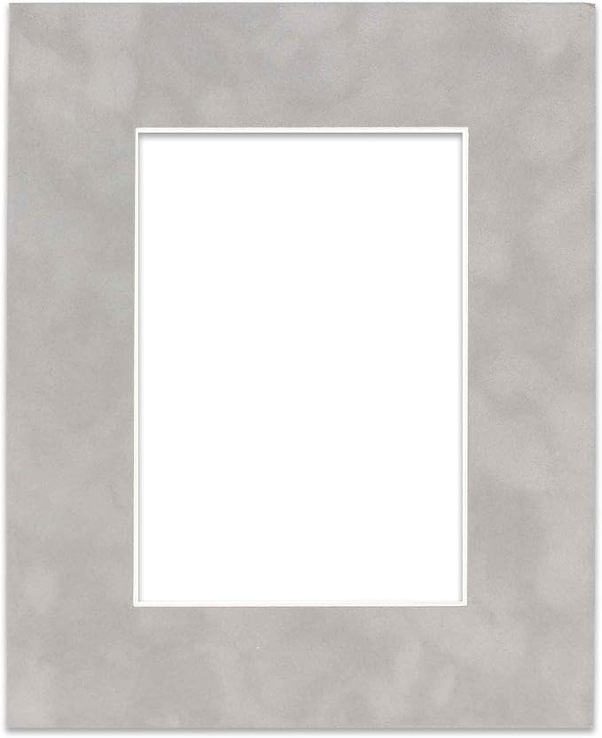 11x14 Grey Suede Matboard Bevel Cut for 8.5x11 Photos - Acid Free Light - For Pictures, Photos, Framing - 4-ply Thickness