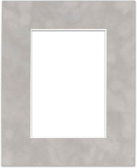 11x14 Grey Suede Matboard Bevel Cut for 8.5x11 Photos - Acid Free Light - For Pictures, Photos, Framing - 4-ply Thickness