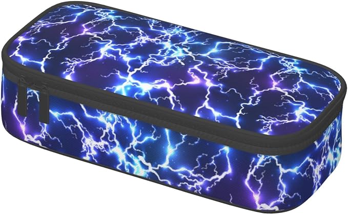 Cool Blue Purple Electric Lightning Pencil Case Organizer Big Capacity Pencil - Image 2