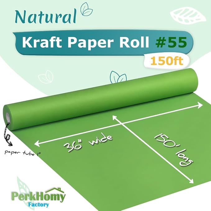 PerkHomy Medium Green Kraft Paper Roll 36" x 1 - Image 2