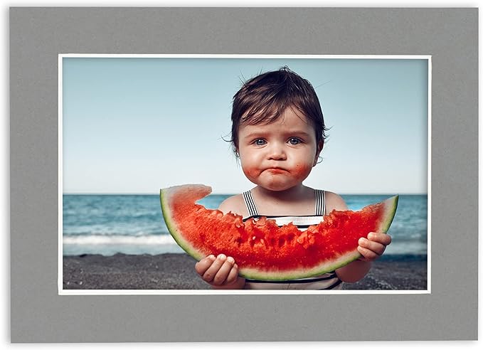 11x14 Mat for 8.5x11 Photo - Precut Mid Grey Picture Matboard for Frames 11 x 14 Inches - Bevel Cut Matte to Display Art 8.5 x 11 Inches - Acid Free Pack of 100 MATS with Backing Boards & Clear Bags