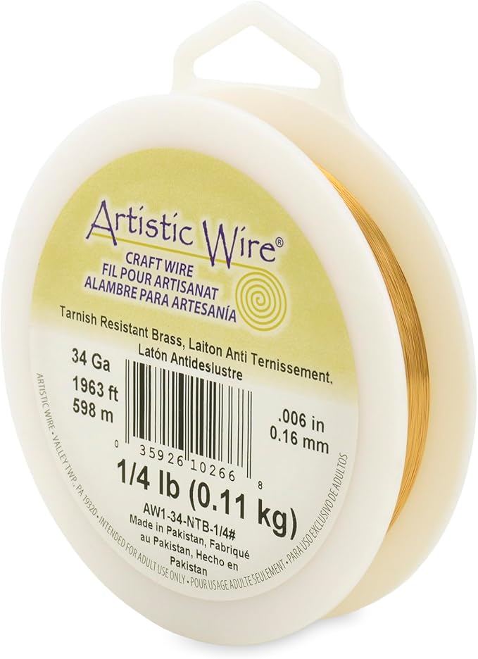 Artistic Wire, 34 Gauge Tarnish Resistant Brass Craft Wire, 1,150 ft