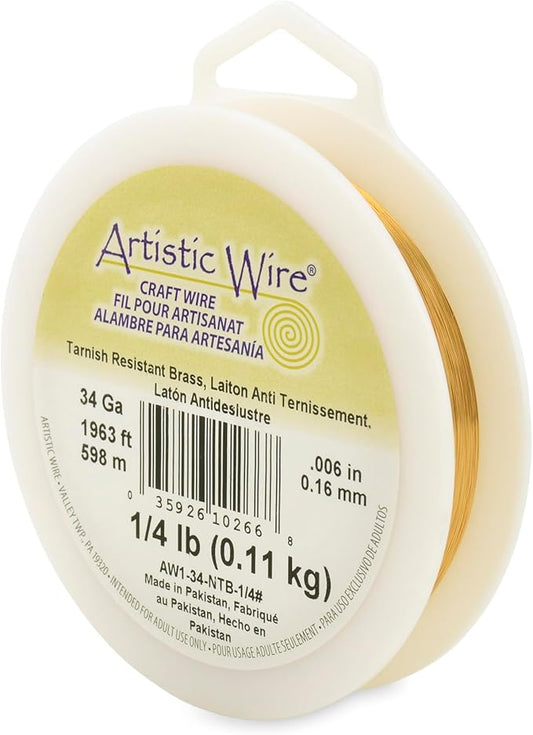 Artistic Wire, 34 Gauge Tarnish Resistant Brass Craft Wire, 1,150 ft