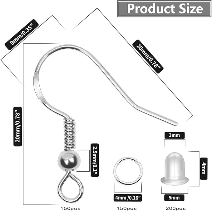 Hypoallergenic Earring Hooks 500 PCS/75 Pairs, Earring Making kit | Nickel free - Image 5