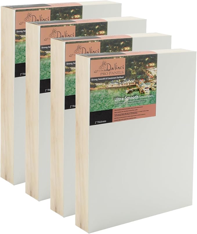 Da Vinci Pro Ultra Smooth Gesso Panels 2"" Panel 9x12-4 Pack by DaVinci+Wood+Panel
