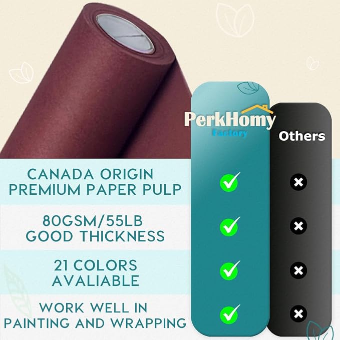 PerkHomy Wine Red Kraft Paper Roll 48" x 1 - Image 3