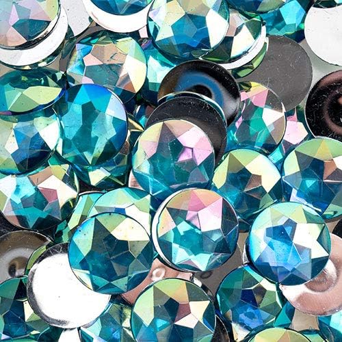 John Bead 200 Pieces 20mm, Aqua AB, Acrylic Round Flat Back Rhinestones by JohnBead