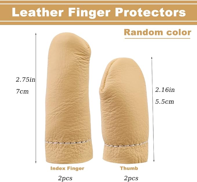 2 Pairs Leather Finger Protector Needle Felting Knitting Finger Thimble Guards - Image 2