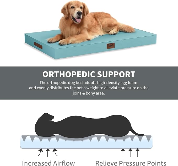 Outdoor Dog Bed for Medium Dogs, Waterproof Dog Crate Mat Orthopedic Egg Crate - Image 3