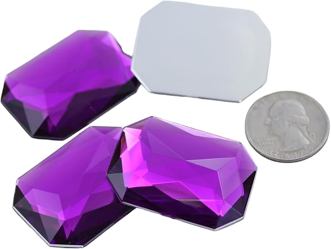 Allstarco 40x30mm Purple Amethyst A06 Large Flat Back Octagon Acrylic by Allstarco