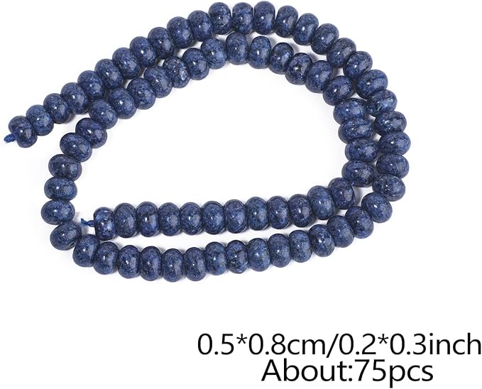 Songxi 5x8mm Natural Blue Sesame Jasper Stone Rondelle Beads, Gemstone - Image 2