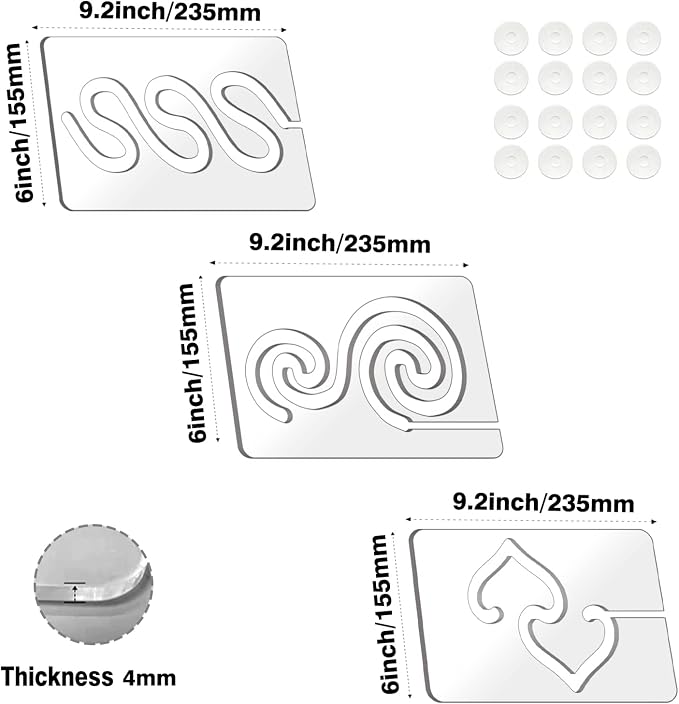 Kapyoo 3Pcs Free Motion Quilting Rulers and Templates Set Quilting Templates - Image 6