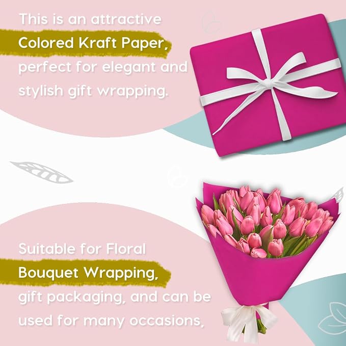 PerkHomy Rose Red Kraft Paper Roll 48" x 1 - Image 4