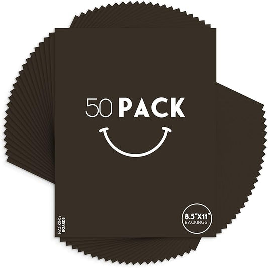 Golden State Art, 8.5x11 Uncut Photo Mat Matboard - Black Uncut Mats for DIY Projects, Presentation Boards, Art Crafts, Prints (50 Pack)