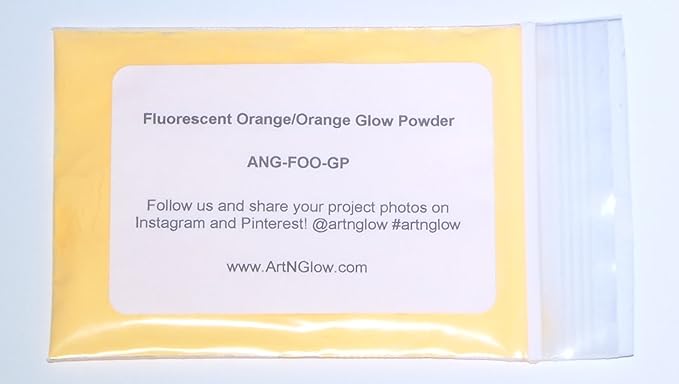 Glow in The Dark Pigment Powder - Neutral and Fluorescent Color for Art Painting, Fine Art, Nail Art Paint, and DIY Crafts - Long Lasting, 10+ Color Options - Fluorescent Orange - (12 Grams/ .42oz)