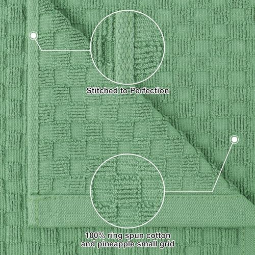 Homaxy 100% Cotton Terry Kitchen Towels, Grass Green - Image 3