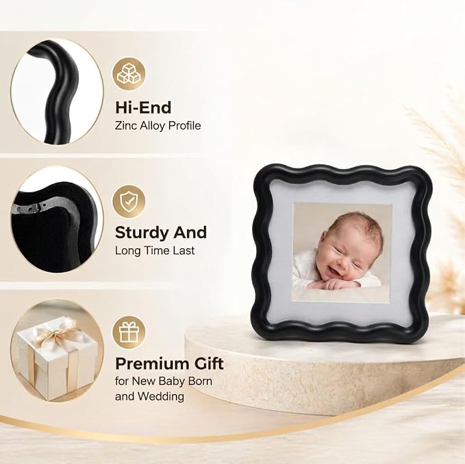 High-End Black 4x4'' Square Zinc Alloy Picture Frames, - Image 2