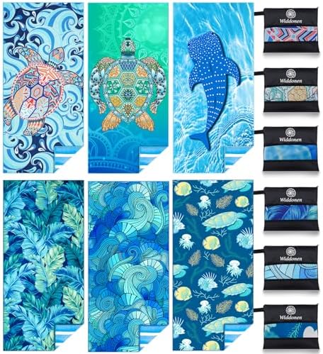 Widdonen Microfiber Beach Towel, Compact 6 Pack-71x32 Inch by WIDDONEN