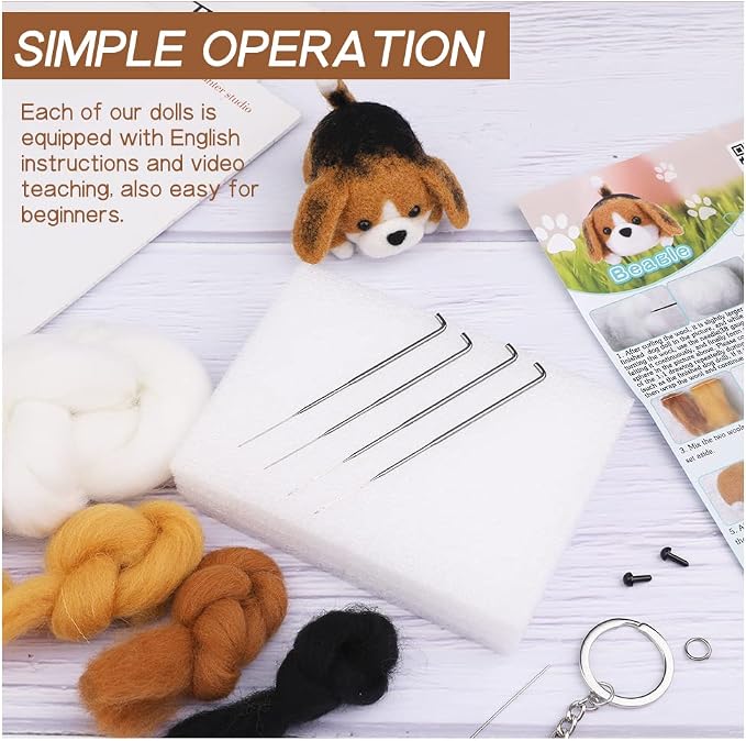 QMNNMA Needle Felting Kit for Beginners, Beagle Wool Felting Kit | Needle - Image 3