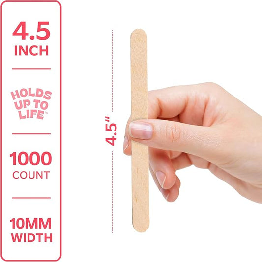 GUSTO [1000 Count] 4.5 Inch Wooden Multi-Purpose Popsicle Sticks for Crafts, Ice, Ice Cream, Waxing, and Tongue Depressor Wood Sticks (Formerly Comfy Package)