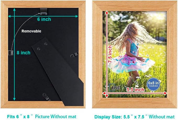 RPJC 4x6 Picture Frames Made of Solid Wood High Definition Glass - Image 4