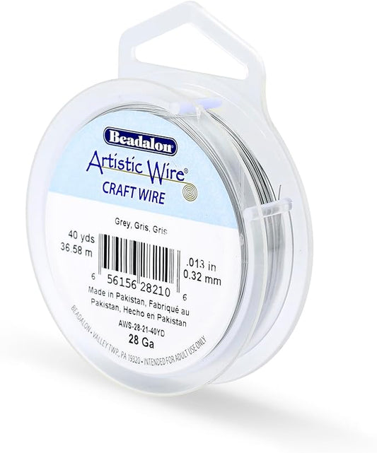Artistic Wire, 28 Gauge Tarnish Resistant Colored Copper Craft Wire, Grey, 40 yd