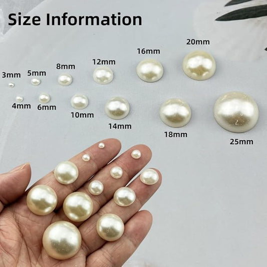 400pcs 12mm Half Pearls for Crafts Flatback Round Half Pearl Beads for Jewelry Making Nail Art Scrapbook Craft Wedding Dress Decoration(Ivory White)