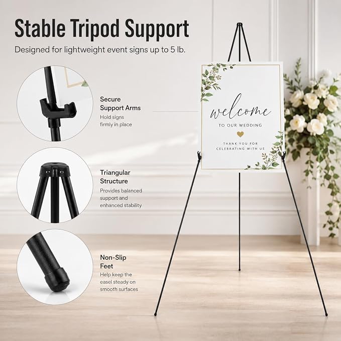RRFTOK 2 Pack 63 in Sign Easel Stands, Instant-Fold Tripods - Image 4