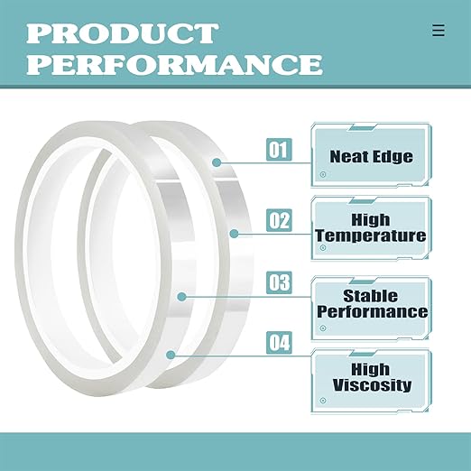 2 Rolls 10mm x33m(108ft) Clear Heat Tape,Transparent High Temperature Heat Resistant Tape,Heat Transfer Tape for Heat Press and Sublimation,Heat Transfer Vinyl,No Residue