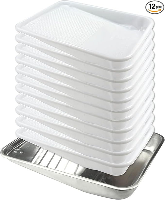 11-Pack 9 inch Disposable Plastic Paint Roller Tray -Come Up with Extra Metal Tray Liner - Ideal for DIY Painting House Projects