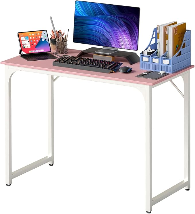 PayLessHere | 39 Inch Computer Desk | Pink | Office Desk by PayLessHere