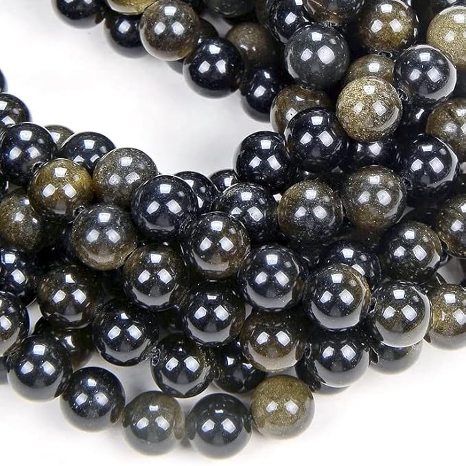 Zenkeeper 116 Pcs Gold Sheen Obsidian Beads by Zenkeeper