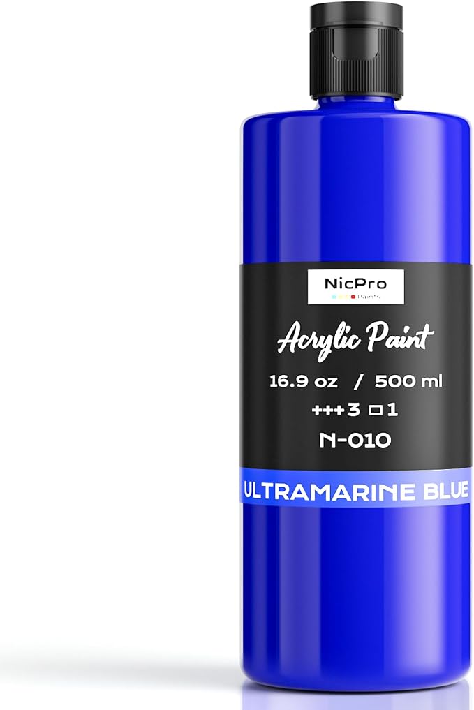 Nicpro Ultramarine Blue Large Acrylic Paint, Rich Pigments, Non Toxic Craft by Nicpro