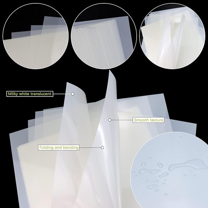 FSWCCK 25 Pcs 10mil 12 x 12 Inch Milky Translucent PET Blank Stencil Sheets, Mylar Sheets for Stencils, Template Plastic for Quilting Mylar Stencils, Laser Cutting, Gyro-Cut Tool Template Material